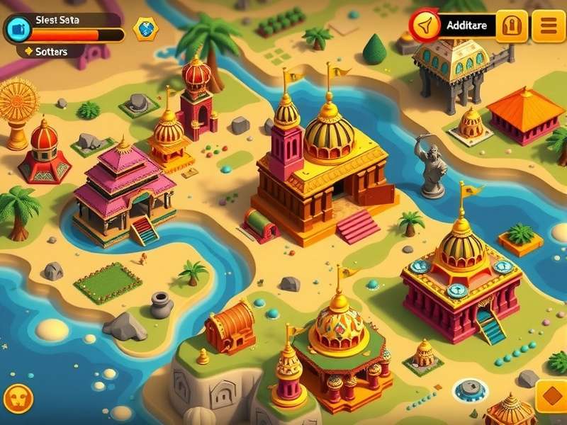 Goa Star Monarch gameplay screenshot showing colorful Indian-themed empire building